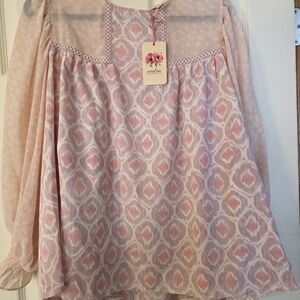 Entro Pink and Cream Patterned Blouse